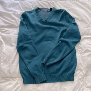 IZOD Men's 12 GG V-Neck Sweater Size S Color Turquoise